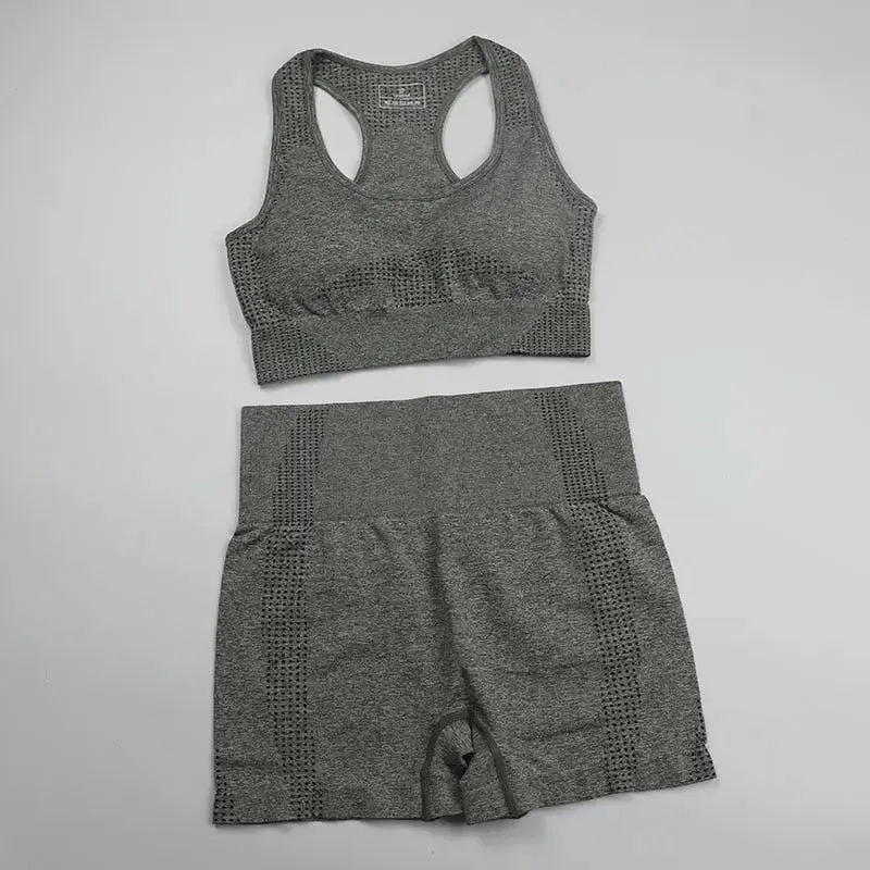 Workout Clothes For Women Yoga Sports Suits Sport Bra Top High Waist Fitness Shorts 2-Piece Gym Set Running Sportswear