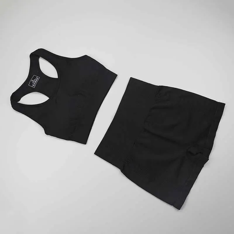 Workout Clothes For Women Yoga Sports Suits Sport Bra Top High Waist Fitness Shorts 2-Piece Gym Set Running Sportswear
