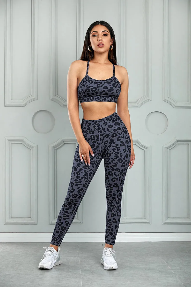 Yoga Outfit Set Shock Proof Push Up Wireless Sports Bra High Waisted Butt Lifting Yoga Pants