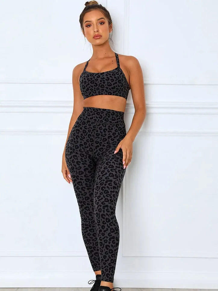 Yoga Outfit Set Shock Proof Push Up Wireless Sports Bra High Waisted Butt Lifting Yoga Pants
