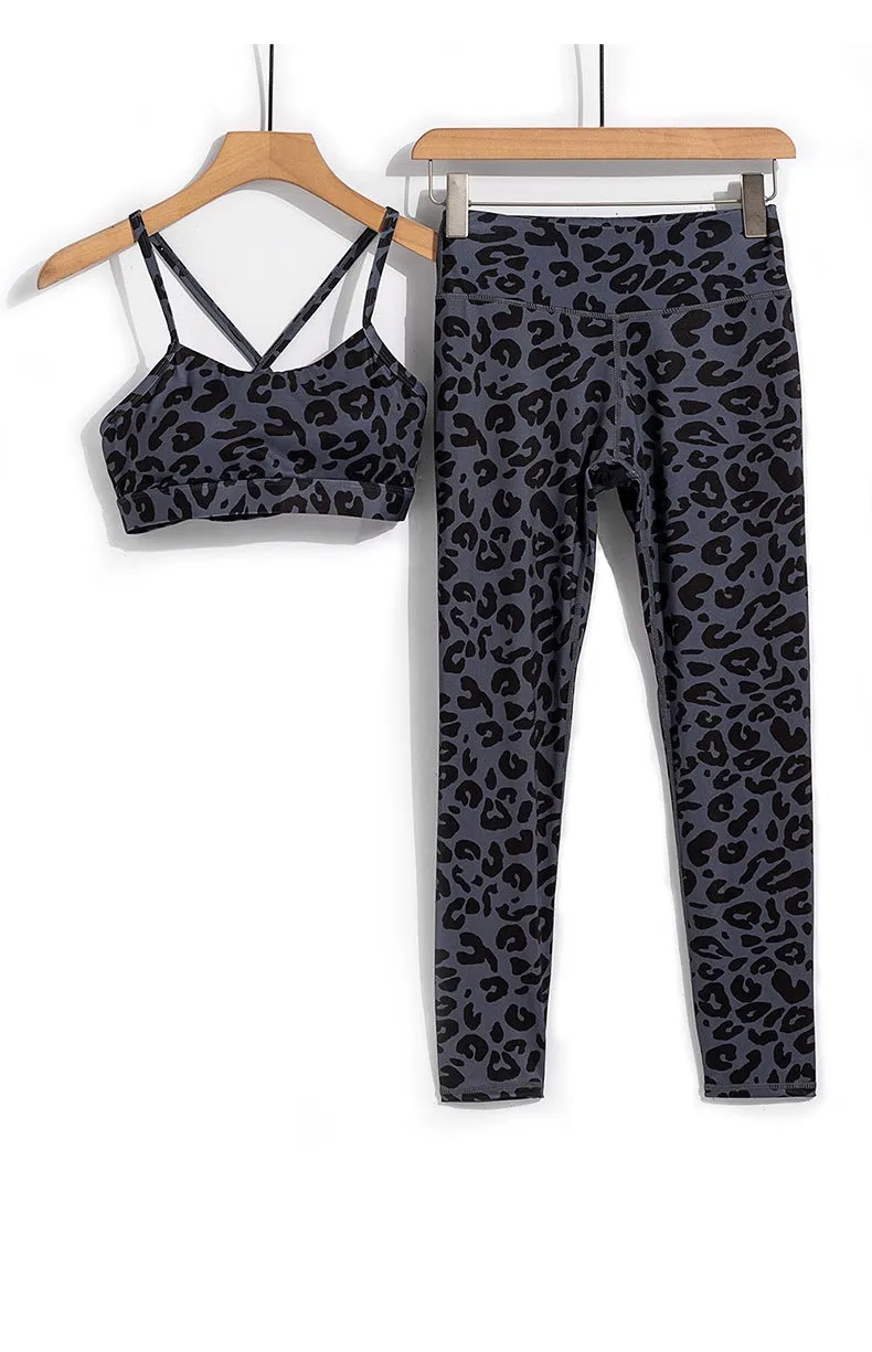 Yoga Outfit Set Shock Proof Push Up Wireless Sports Bra High Waisted Butt Lifting Yoga Pants