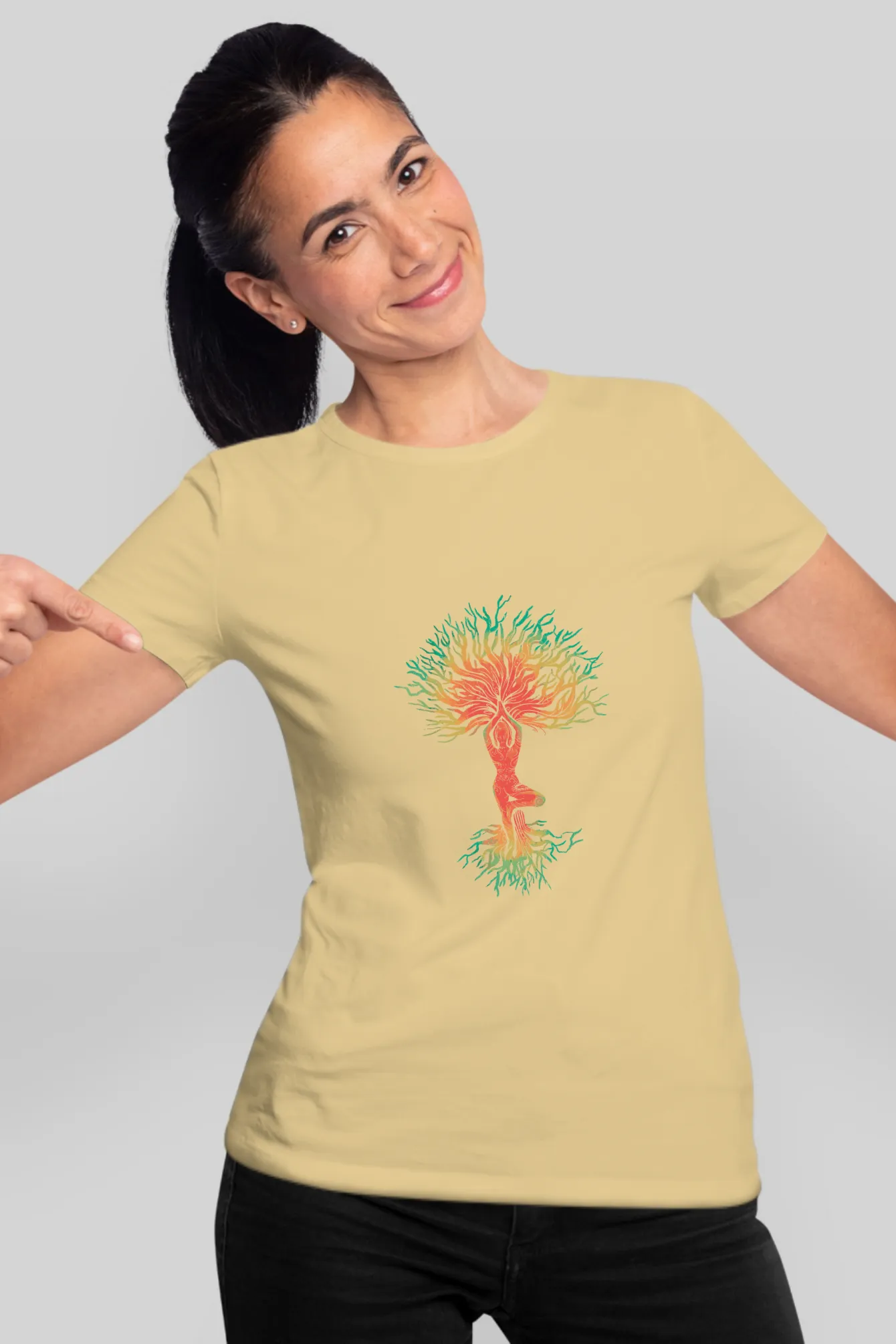 Yoga Tree Printed T-shirt for women