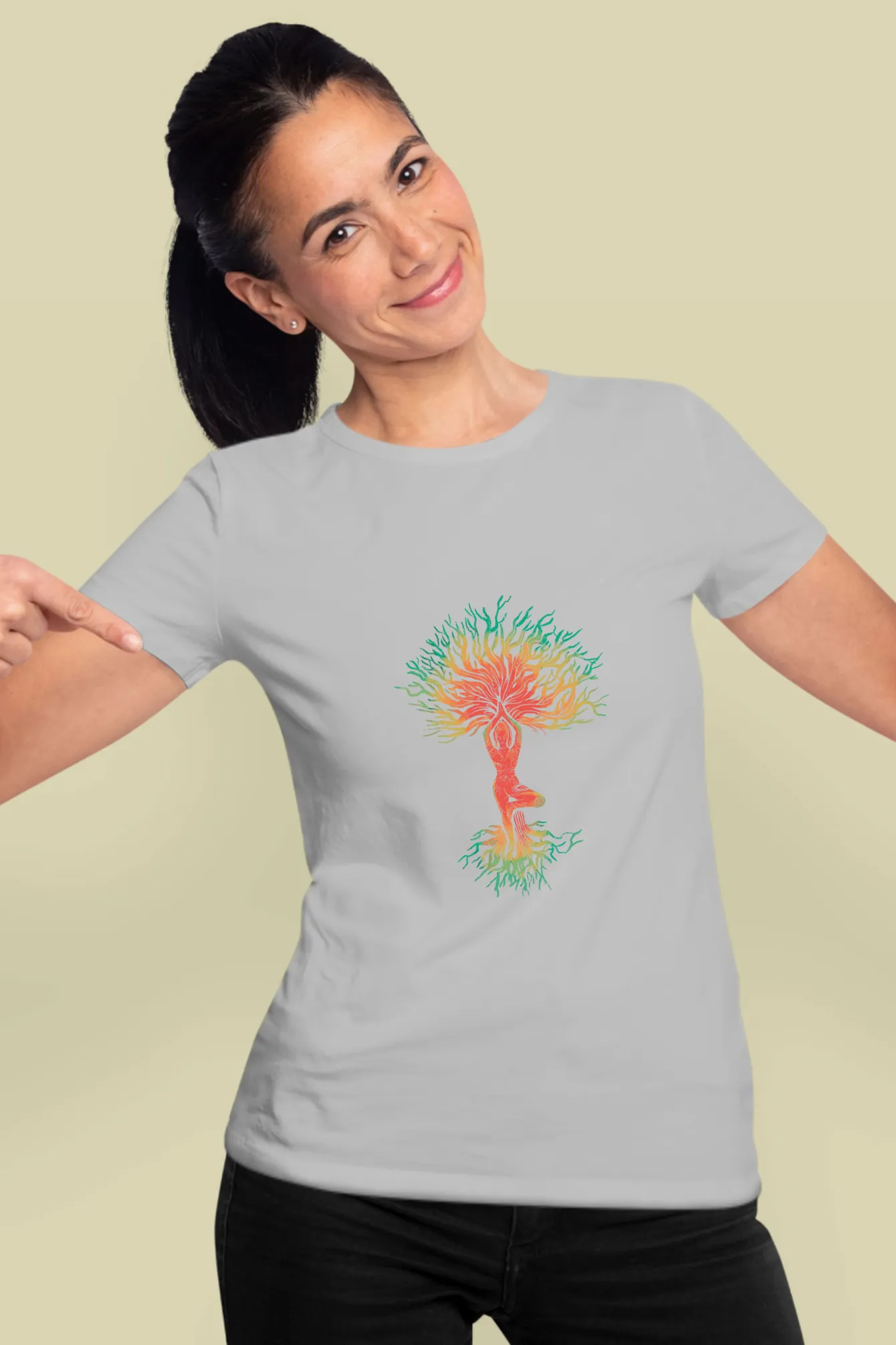 Yoga Tree Printed T-shirt for women