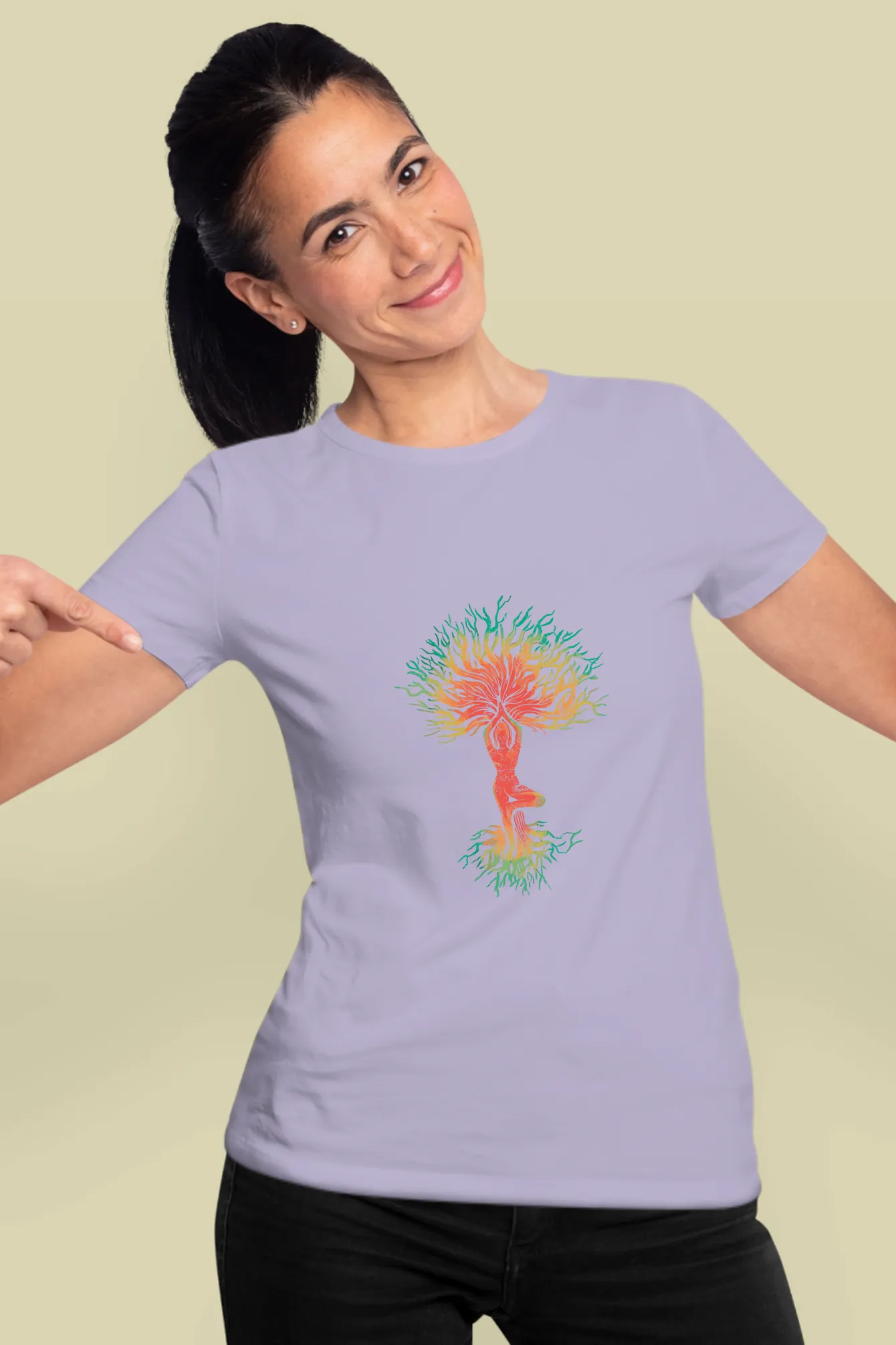 Yoga Tree Printed T-shirt for women