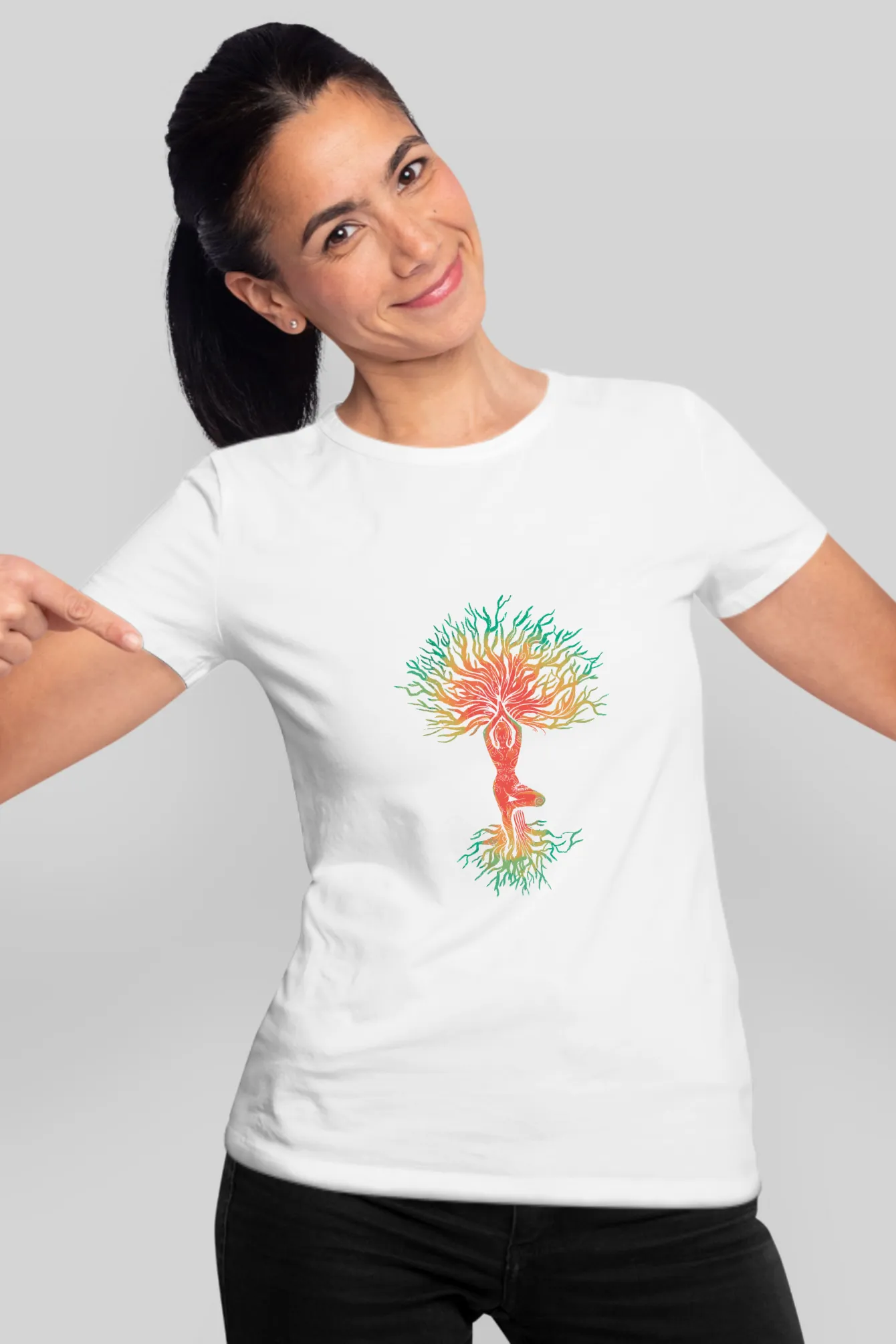 Yoga Tree Printed T-shirt for women