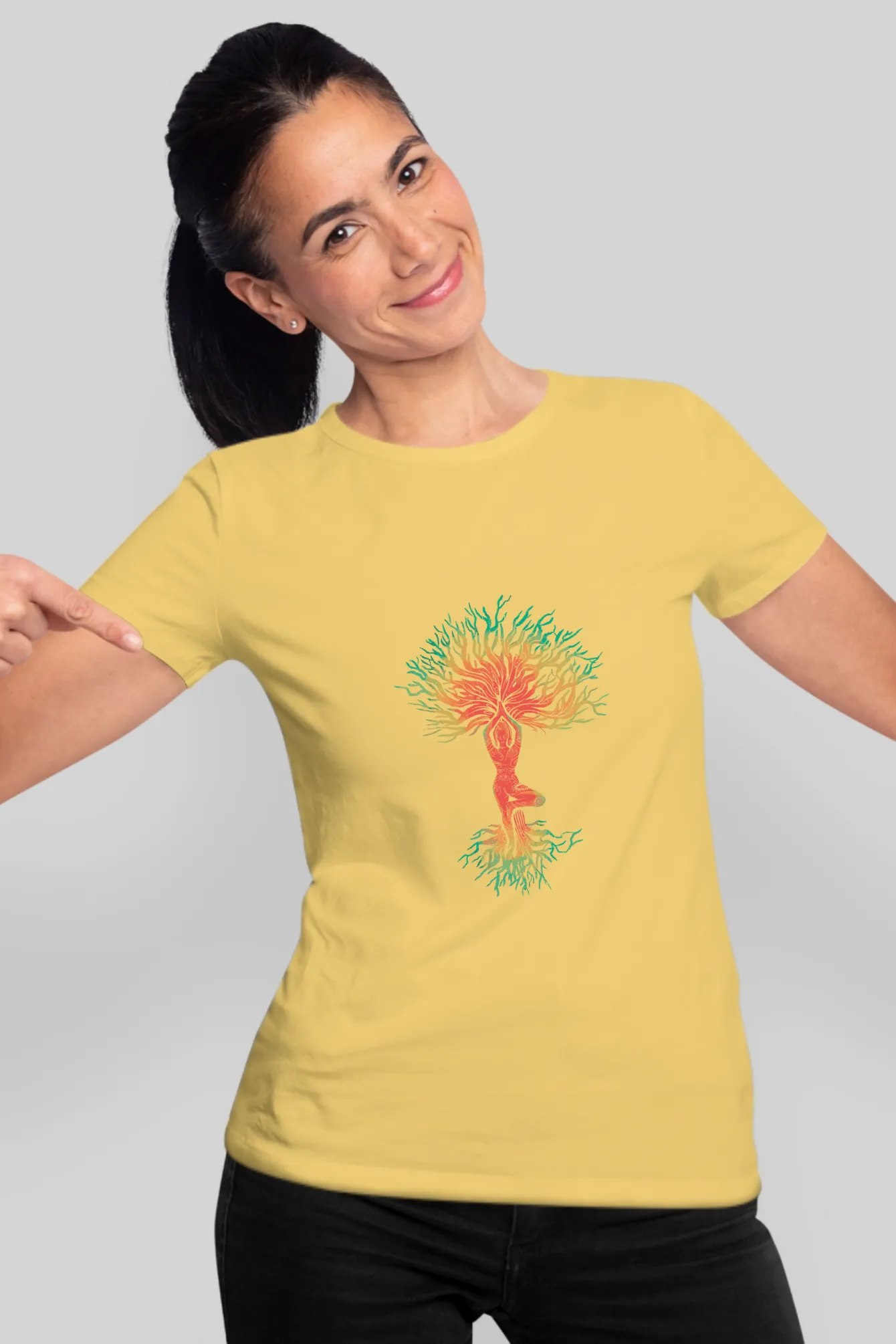 Yoga Tree Printed T-shirt for women